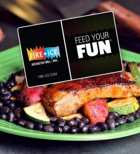 image of gift card in front of image of meal of ribs